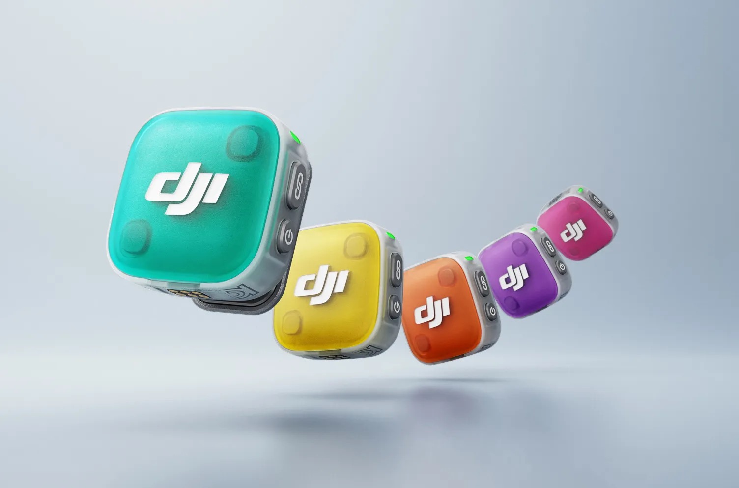 Microfone de lapela sem fio DJI Mic Mini 2S com dois transmissores, receptor e estojo de carga.